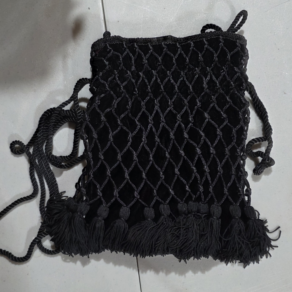 Elegant Black Velvet Drawstring Women Bag Boho Chic